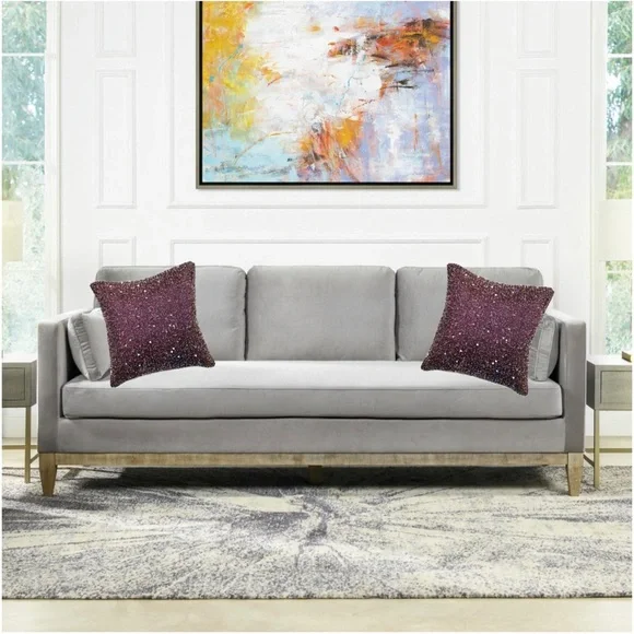 Sabira Collection Handmade Beaded Beige Throw Pillow Case - Picture 2 of 2